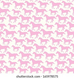 Vector seamless pattern with hand drawn silhouette horses