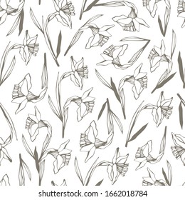 Vector seamless pattern with hand drawn flowers.
