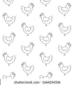 Vector seamless pattern of hand drawn doodle sketch chicken isolated on white background