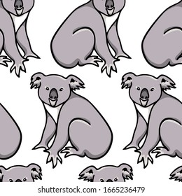 Vector seamless pattern with hand drawn sweet koalas made with ink. Beautiful animal design elements, perfect for prints and patterns