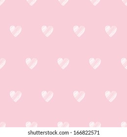 Vector seamless pattern with hand drawn grunge textured hearts. Valentine's day background 