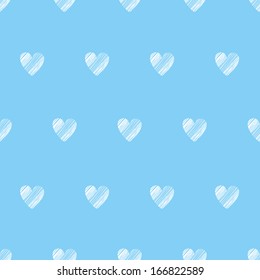 Vector seamless pattern with hand drawn grunge textured hearts. Valentine's day background 