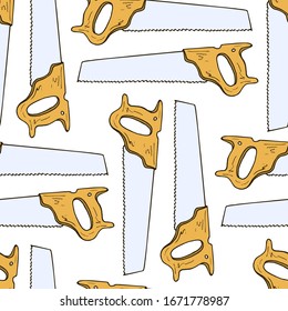 Vector seamless pattern with hand drawn handsaws. Beautiful design elements, perfect for prints and pattern.