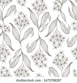 Vector seamless pattern with hand drawn flowers.