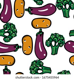 Vector seamless pattern with hand drawn vegetables. Beautiful food design elements, ink drawing, perfect for prints and patterns