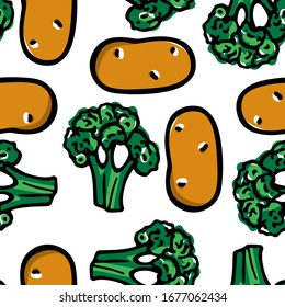 Vector seamless pattern with hand drawn vegetables. Beautiful food design elements, ink drawing, perfect for prints and patterns