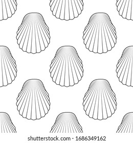 Vector seamless pattern with hand drawn seashells. Beautiful marine design elements for print, packaging, textile