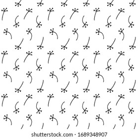 Vector seamless pattern of hand drawn doodle sketch black dandelion branch isolated on white background