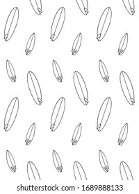 Vector seamless pattern of hand drawn doodle sketch surf board isolated on white background