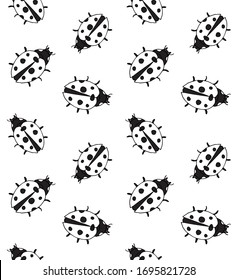 Vector seamless pattern of hand drawn doodle sketch ladybug isolated on white background