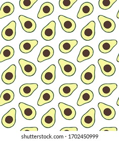 Vector seamless pattern of hand drawn doodle sketch colored avocado isolated on white background