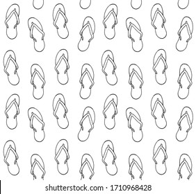 Vector seamless pattern of hand drawn doodle sketch beach slippers isolated on white background