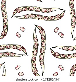 Vector seamless pattern with hand drawn pinto beans. Beautiful food design elements, perfect for prints and patterns