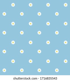 Vector seamless pattern of hand drawn doodle sketch white chamomile daisy flower isolated on  blue background