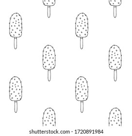 Vector seamless pattern of Hand drawn doodle sketch eskimo ice cream isolated on white background