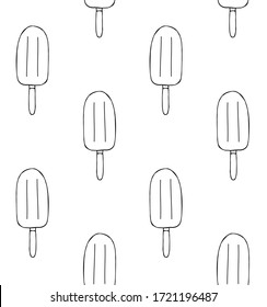 Vector seamless pattern of hand drawn doodle sketch eskimo pie ice cream isolated on white background