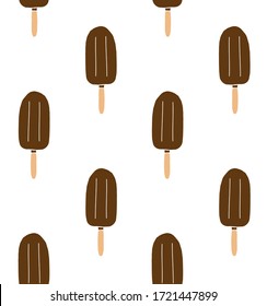 Vector seamless pattern of hand drawn doodle sketch chocolate eskimo pie ice cream isolated on white background