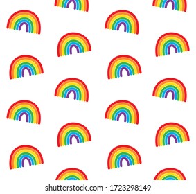 Vector Seamless Pattern Of Hand Drawn Doodle Sketch Lgbt Rainbow Isolated On White Background