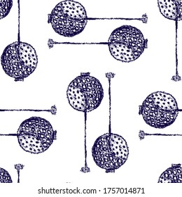Vector seamless pattern with hand drawn silver strainer made with chalk. Beautiful kitchen design elements, perfect for prints and patterns