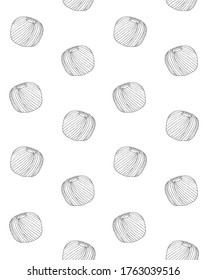 Vector seamless pattern of hand drawn doodle sketch knitting threads isolated on white background