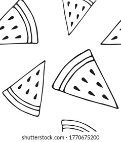 Vector seamless pattern of hand drawn doodle sketch watermelon slice isolated on white background