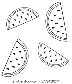 Vector seamless pattern of hand drawn doodle sketch watermelon slice isolated on white background