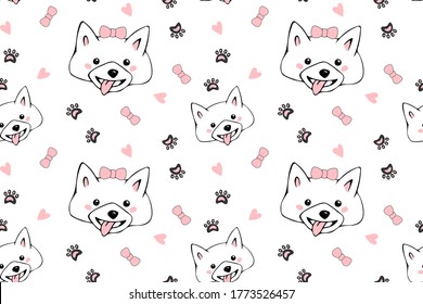 Vector seamless pattern with hand drawn cute dog faces and hand drawn elements. Creative childish texture. Perfect for kids apparel,fabric, textile, nursery decoration,wrapping paper