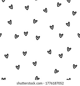 Vector seamless pattern with hand drawn hearts. Cute design for fabric, wrapping, wallpaper for Valentine's Day