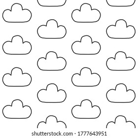 Vector seamless pattern of hand drawn doodle sketch cloud isolated on white background