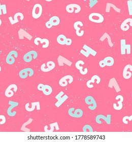 Vector seamless pattern with hand drawn numbers elements. Memphis geometric outline trendy modern style. 