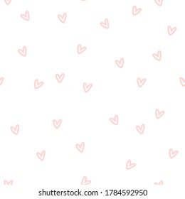 Vector seamless pattern with hand drawn hearts. Cute design for fabric, wrapping, wallpaper for Valentine's Day