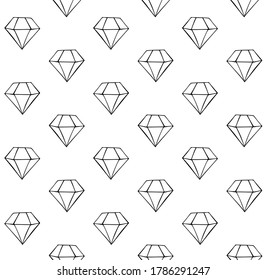 Vector seamless pattern of hand drawn doodle sketch diamond isolated on white background