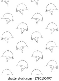 Vector seamless pattern of hand drawn doodle sketch horse riding equestrian helmet isolated on white background