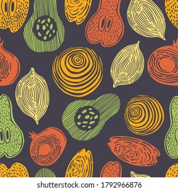 Vector seamless pattern with  hand drawn  fruits. 