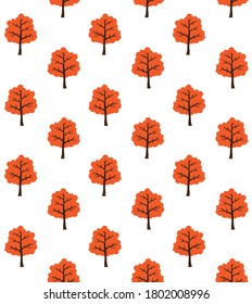 Vector seamless pattern of hand drawn doodle sketch autumn tree isolated on white background