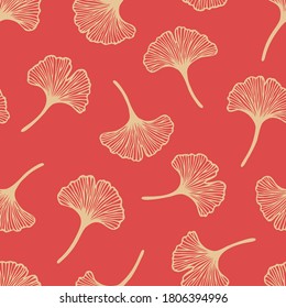 Vector seamless pattern with hand drawn ginkgo biloba leaves. Beautiful design for textile, wallpaper, wrapping