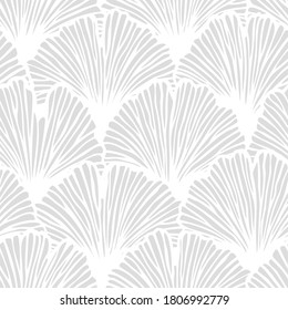 Vector seamless pattern with hand drawn ginkgo biloba leaves. Beautiful asian style design for textile, wallpaper, wrapping