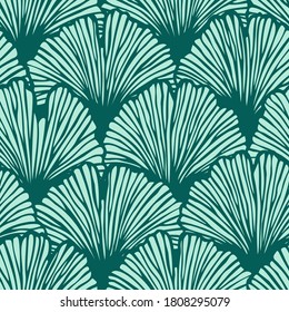 Vector seamless pattern with hand drawn ginkgo biloba leaves. Beautiful asian style design for textile, wallpaper, wrapping