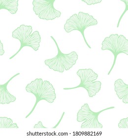 Vector seamless pattern with hand drawn ginkgo biloba leaves. Beautiful design for textile, wallpaper, wrapping