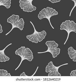 Vector seamless pattern with hand drawn ginkgo biloba leaves. Beautiful design for textile, wallpaper, wrapping