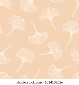 Vector seamless pattern with hand drawn ginkgo biloba leaves. Beautiful design for textile, wallpaper, wrapping