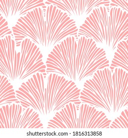 Vector seamless pattern with hand drawn ginkgo biloba leaves. Beautiful asian style design for textile, wallpaper, wrapping