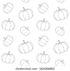 Vector seamless pattern of hand drawn doodle sketch pumpkin isolated on white background
