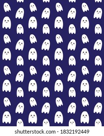 Vector seamless pattern of hand drawn doodle sketch white ghost isolated on blue background