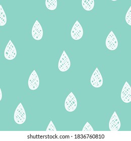 Vector seamless pattern with hand drawn raindrops. Simple design for wrappings, textile