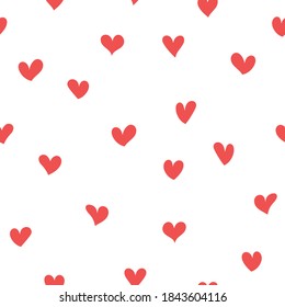 Vector seamless pattern with hand drawn hearts. Cute design for fabric, wrapping, wallpaper for Valentine's Day