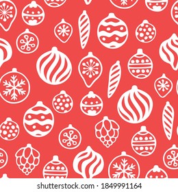 Vector seamless pattern with hand drawn decorative balls. Cute design for Christmas wrappings, textile and backgrounds