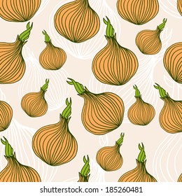 Vector seamless pattern with hand drawn onions