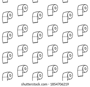 Vector seamless pattern of hand drawn doodle sketch toilet paper isolated on white background