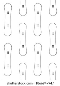 Vector seamless pattern of hand drawn doodle sketch snowboard board isolated on white background